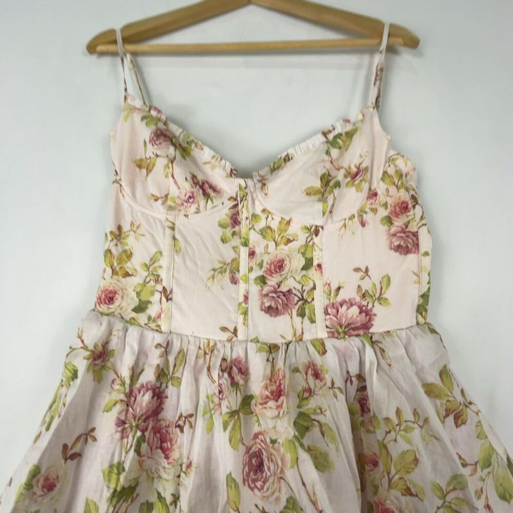 V. Chapman Cream Floral Tiered Maxi Dress with Pink and Green Accents - Picture 3 of 6